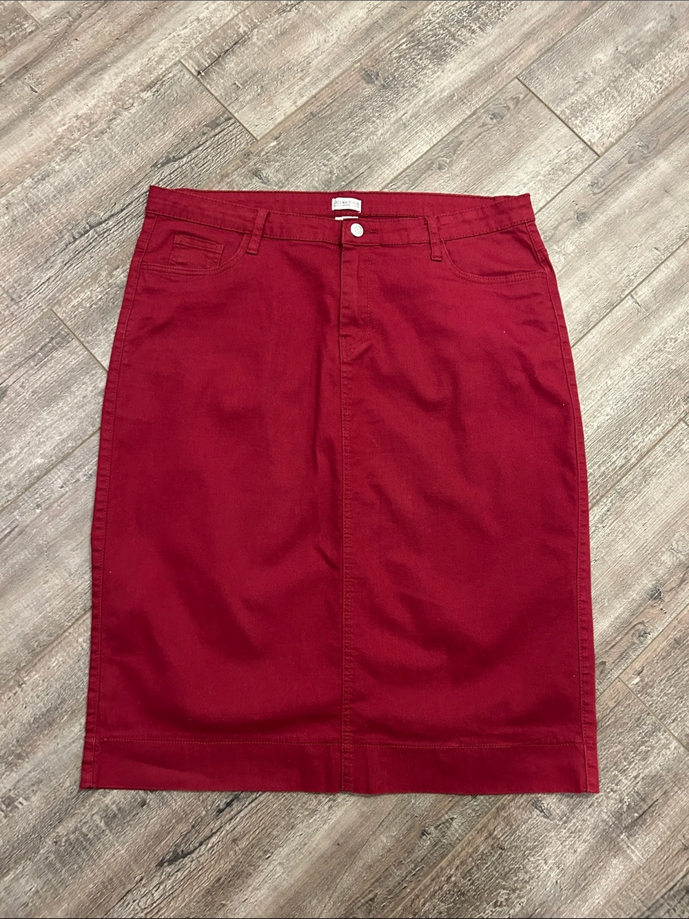 Jade Mackenzie Burgundy Denim Modest Skirt 18